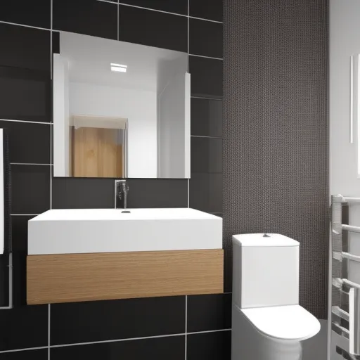 

Une photo d'un sèche-serviettes installé dans une salle de bain moderne, montrant le sèche-serviettes intégré dans le mur et les serviet
