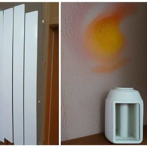 

Une image d'un radiateur blanc avec des pinceaux et des pots de peinture colorée autour, montrant un bricoleur prêt à commencer à peindre le rad