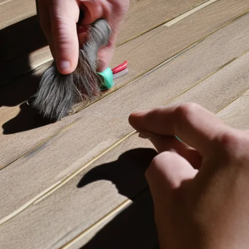 

Une image montrant un artisan en train de couper des planches de parquet de manière irrégulière avec une scie circulaire, tout en portant des lunettes de sécur