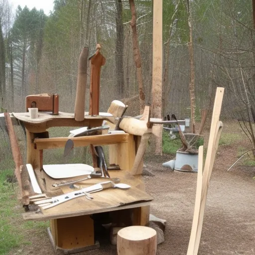 

Une photo d'un plan de travail en bois ancien et abimé, montrant des outils et des matériaux pour le rénover, avec un fond blanc et neutre