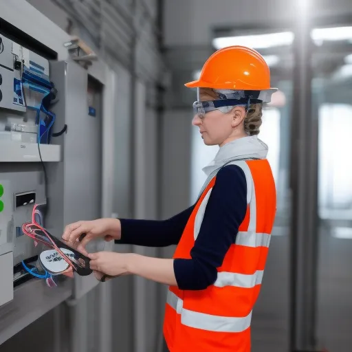 

Une photo d'un électricien en train de réaliser des travaux d'isolation électrique, en portant des gants et des lunettes de sécurité, et en utilis
