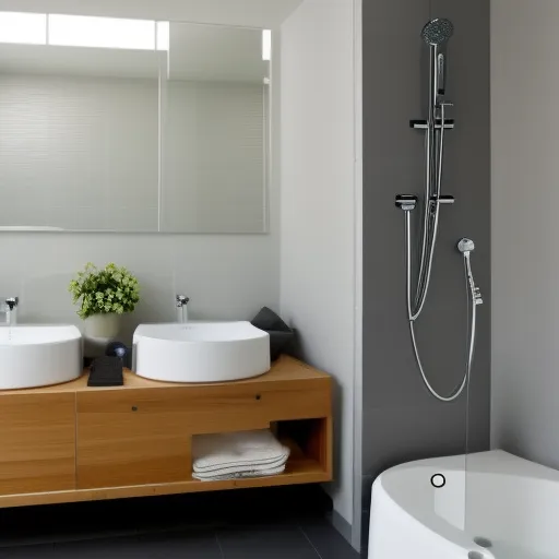 

Une photo d'une salle de bain moderne et élégante, avec des carreaux de céramique blanche et des accents dorés, illustrant les meilleurs matéri