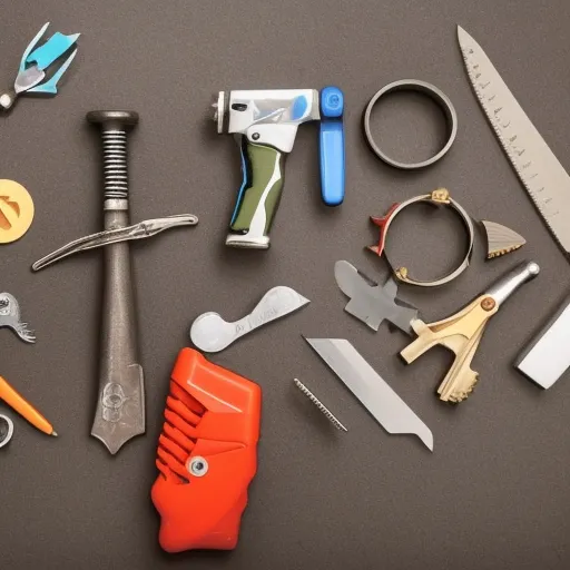 

Une image d'un jeune homme tenant un ensemble d'outils de bricolage essentiels, y compris une scie, une perceuse, un marteau et des pinces, tous