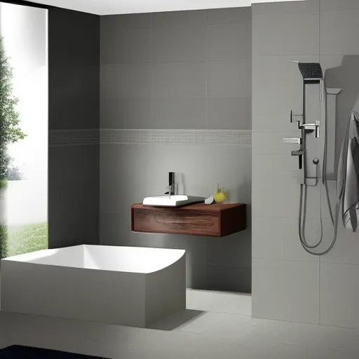 

Une image montrant une salle de bain propre et bien entretenue, avec des produits de nettoyage et d'entretien sur le comptoir et des robinets et